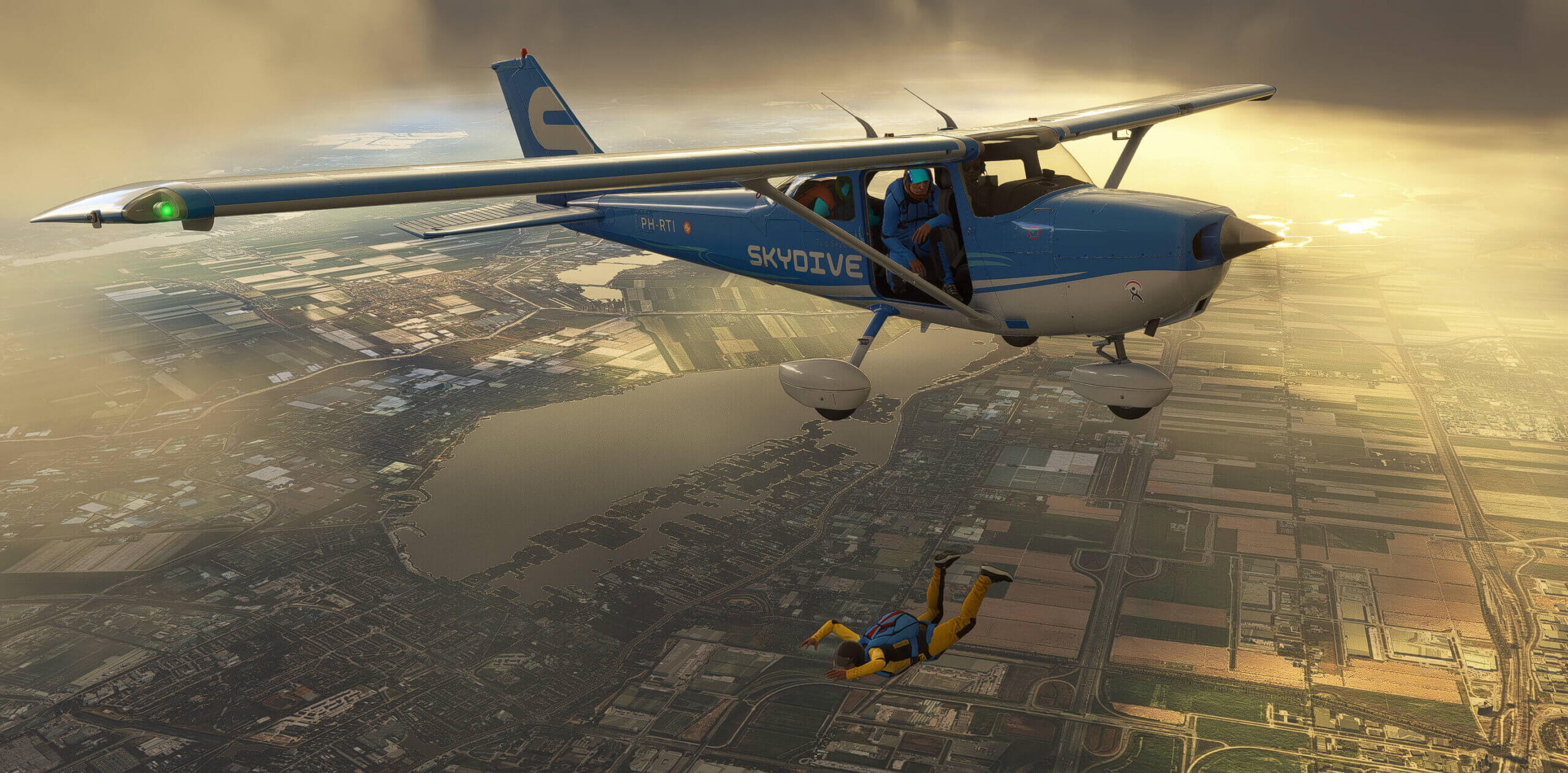 A skydiver jumps from a Cessna propeller aircraft