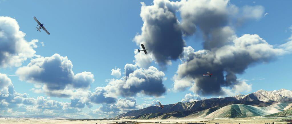 Two planes flying in the sky