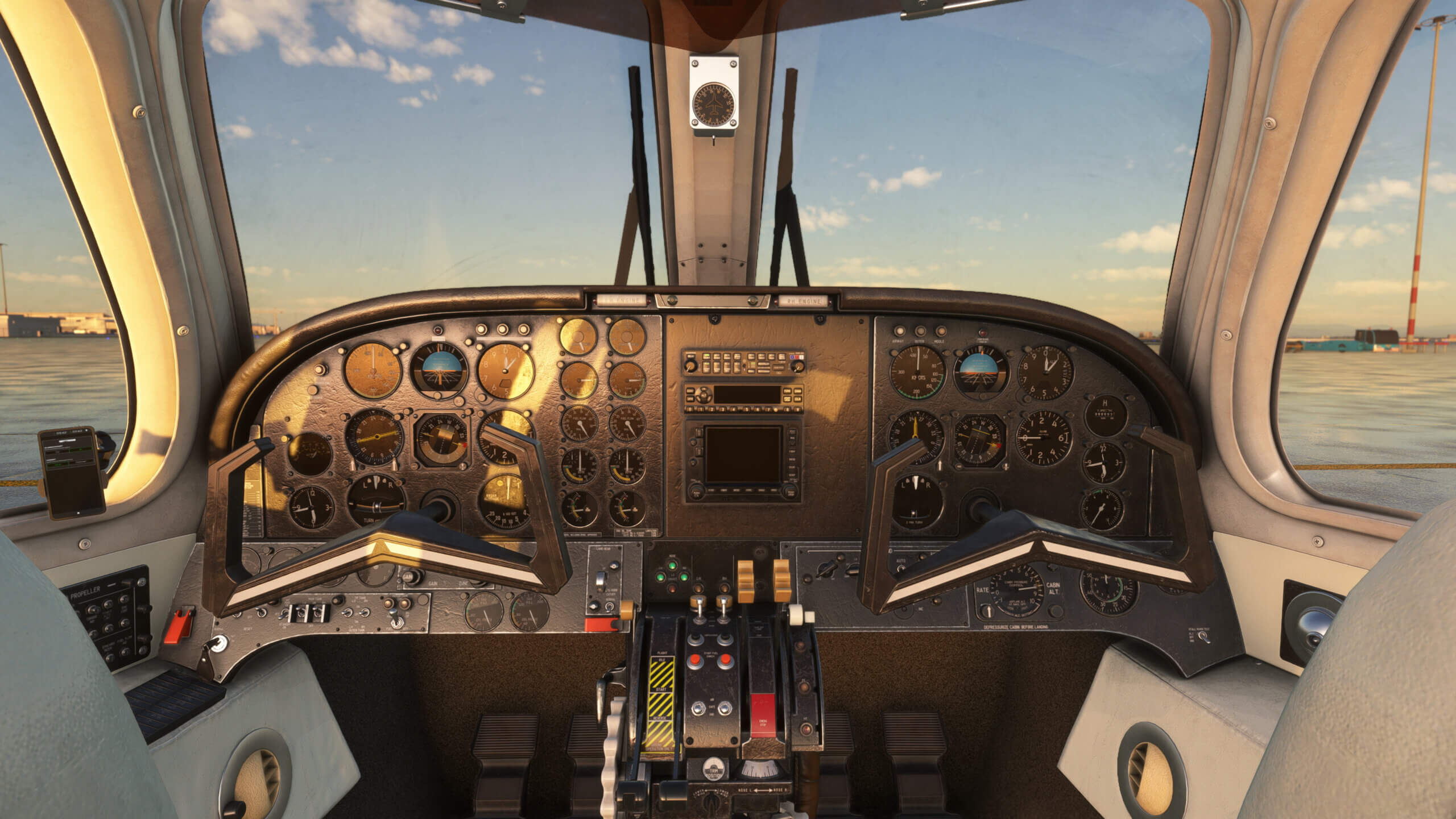 Internal cockpit view of the MU-2