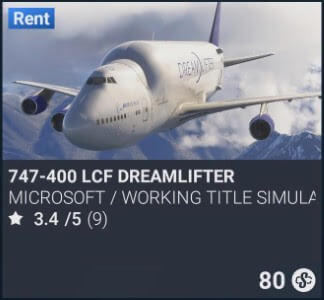 747-400 LCF Dreamlifter by Microsoft / Working Title Simulations. 80 Simverse Coins