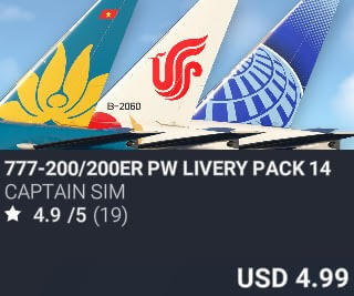 777-200/200ER PW Livery Pack 14 by Captain Sim. USD $4.99