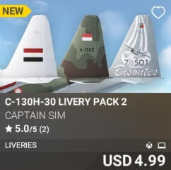 C-130H-30 Livery Pack 2 by Captain Sim. USD $4.99