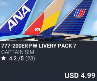 777-200ER PW Livery Pack 7 by Captain Sim. USD $4.99