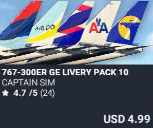 767-300ER GE Livery Pack 10 by Captain Sim. USD $4.99