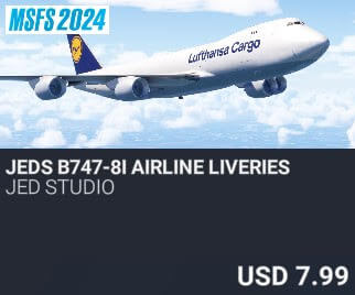 JEDS B747-8i Airline Liveries by JED Studio. USD $7.99