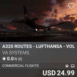 A320 Routes - Lufthansa - Vol 2 by VA SYSTEMS. USD $24.99