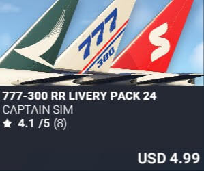777-300 RR Livery Pack 24 by Captain Sim. USD $4.99