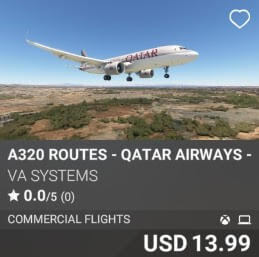 A320 Routes - Qatar Airways - Vol 5 by VA SYSTEMS. USD $13.99