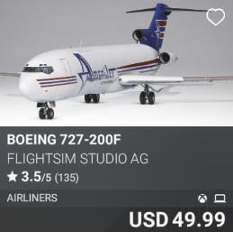 Boeing 727-200F by FlightSim Studio AG. USD $49.99