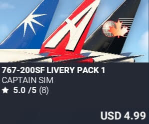 767-200SF Livery Pack 1 by Captain Sim. USD $4.99