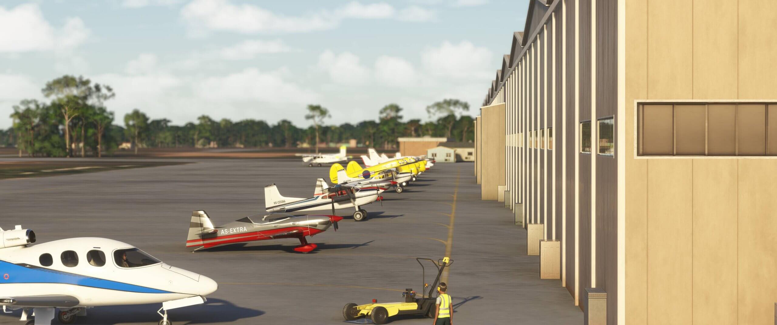 Aircraft parked in close formation for Fly-In Friday