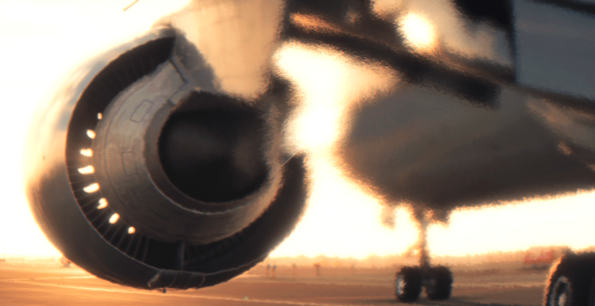 The heat blur from an airliner engine