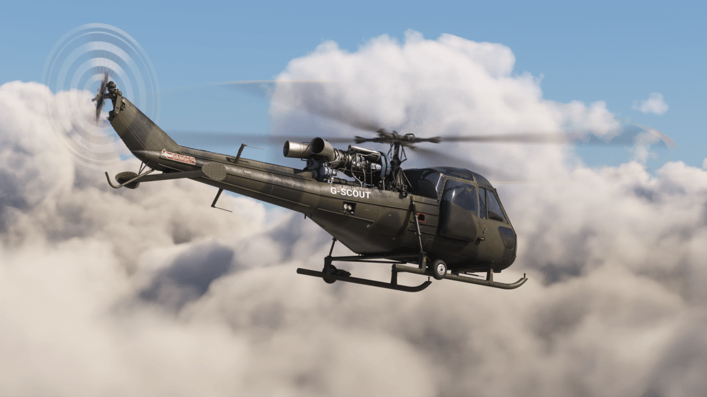 A Westland Scout in flight.