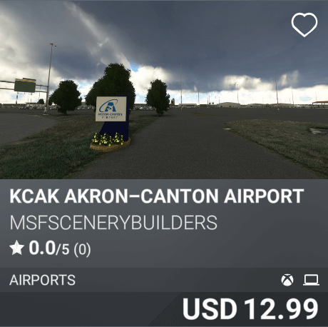 KCAK Akron&ndash;Canton Airport by msfscenerybuilders. USD 12.99