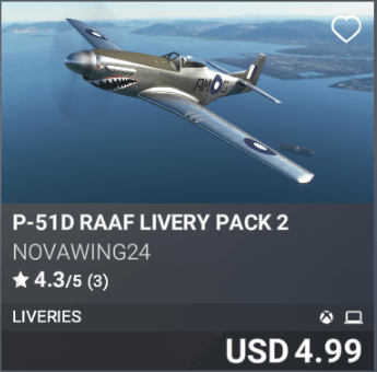 P-51D RAAF Livery Pack 2 by Novawing24. USD 4.99