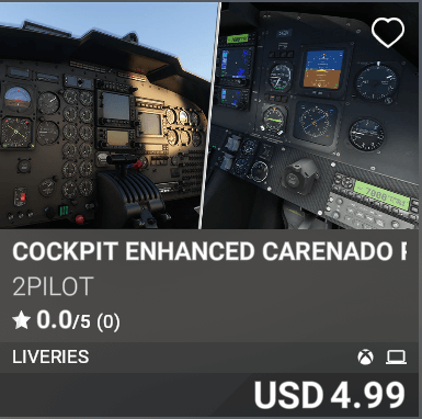 COCKPIT ENHANCED CARENADO PA44 PA34T SENECA V PC12 by 2PILOT. USD 4.99